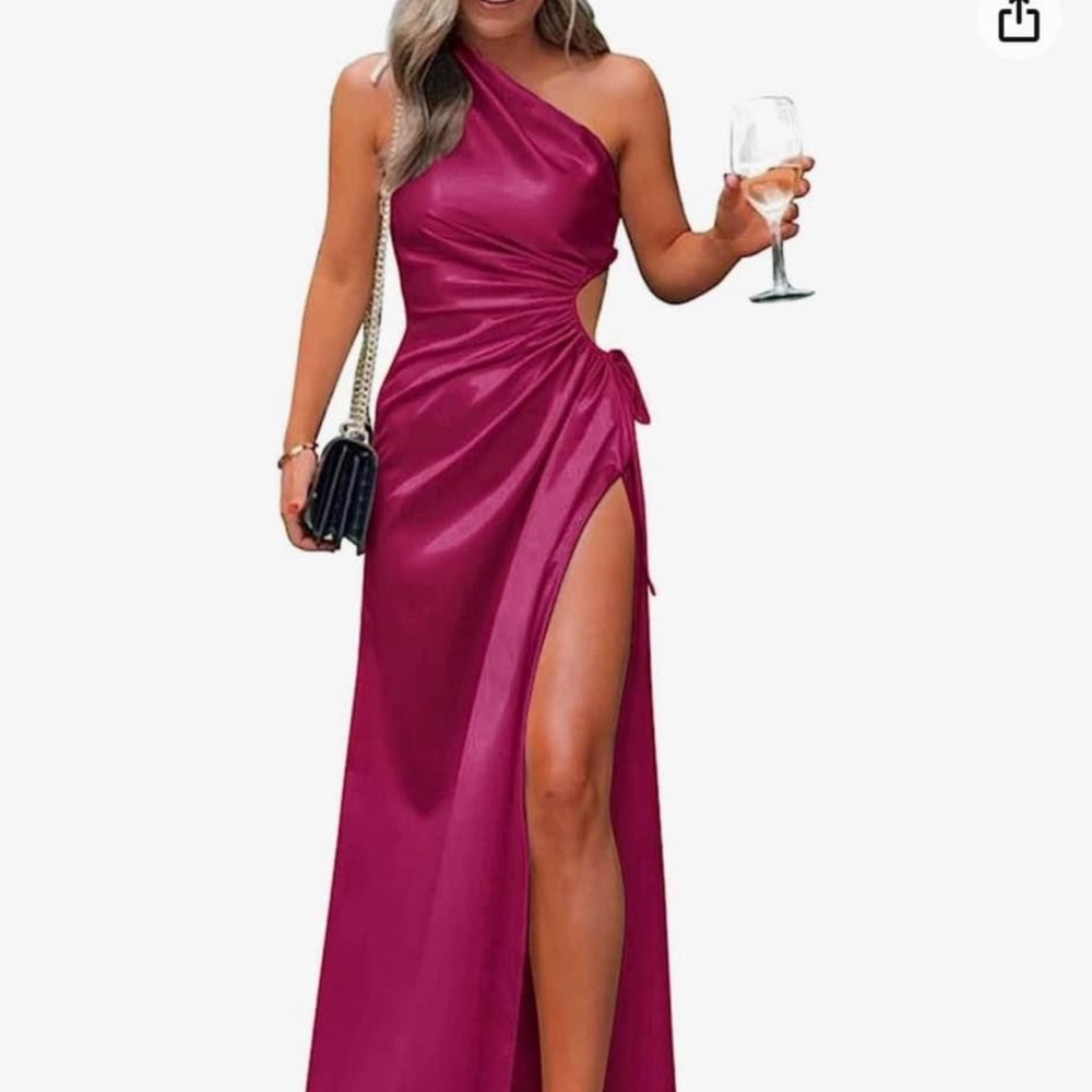 Elegant One-Shoulder Pink Dress